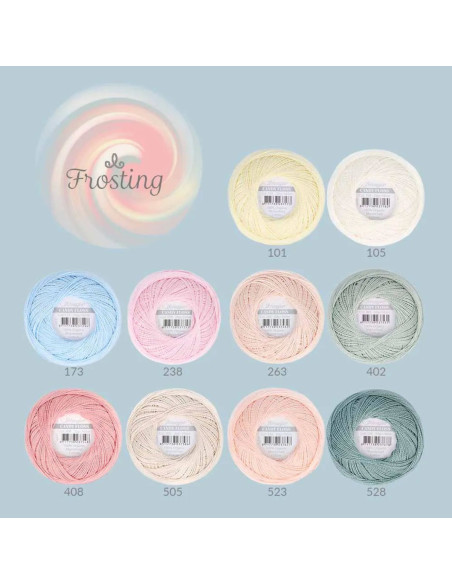 Box of 10 balls of Scheepjes Candy Floss No. 10 pearl cotton - Frosting