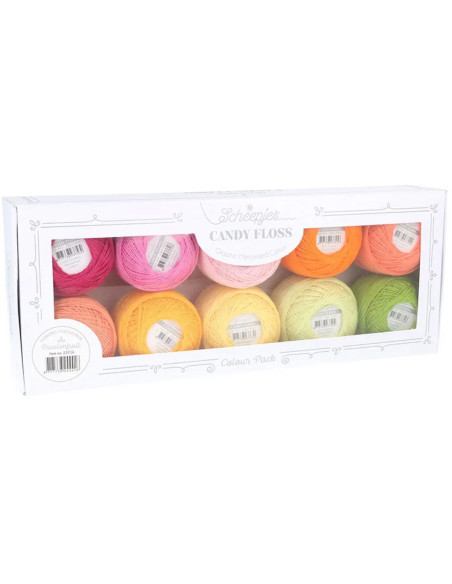 Box of 10 balls of Scheepjes Candy Floss No. 10 perle cotton - Passionfruit