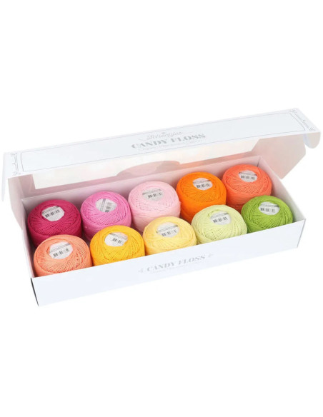 Box of 10 balls of Scheepjes Candy Floss No. 10 perle cotton - Passionfruit