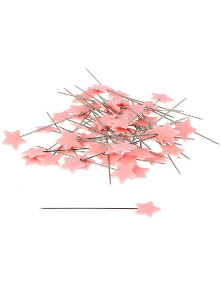 Box of 100 light pink star-shaped plastic head pins Bohin