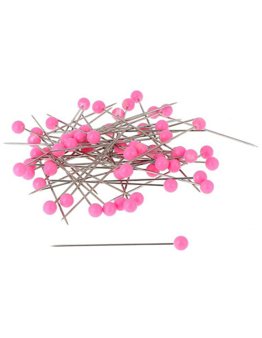 Box of 150 fuchsia round plastic head pins by Bohin