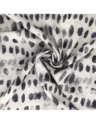 Viscose fabric - Black and white Dotty