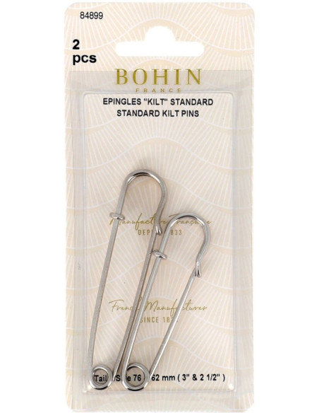 Silver kilt pin card by Bohin