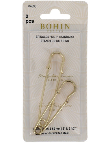Card of 2 gold kilt pins Bohin