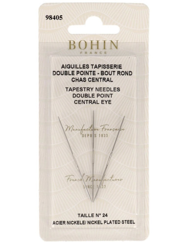 Double-pointed tapestry needles with a central eye