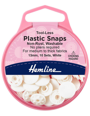13 mm Snap Buttons Without Pliers - White