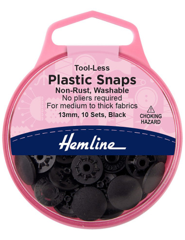 13 mm snap buttons without pliers - Black