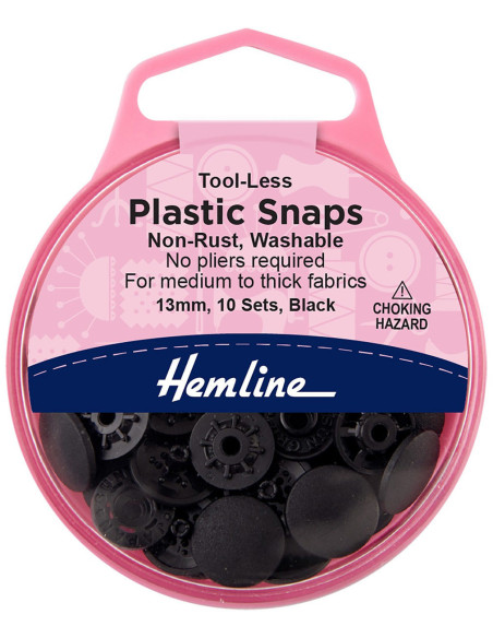 13 mm snap buttons without pliers - Black