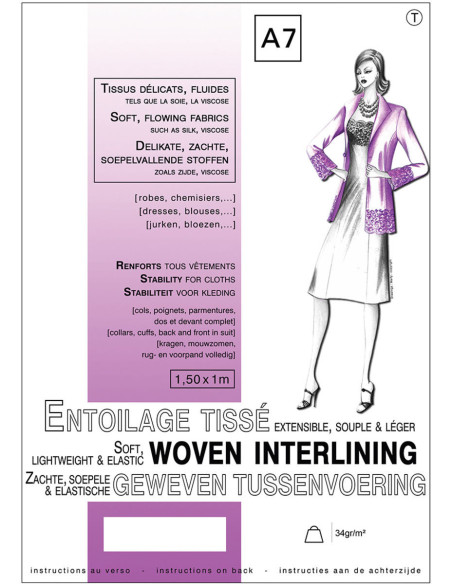 Stretchable fusible woven interfacing 1.0 x 1.5 m - Delicate & Fluid Fabrics