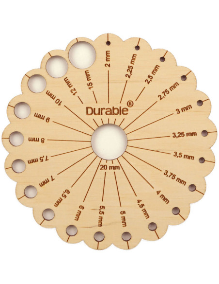 Durable wooden flower-shaped knitting needle gauge