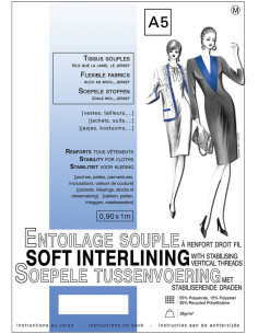 Non-woven soft fusible interfacing with straight grain reinforcement 0.9 x 1.0 m - Soft fabrics - White