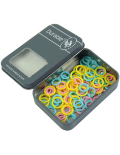 Box of 32 closed stitch marker rings, assorted sizes, durable