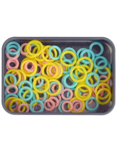 Box of 32 closed stitch marker rings, assorted sizes, durable 2