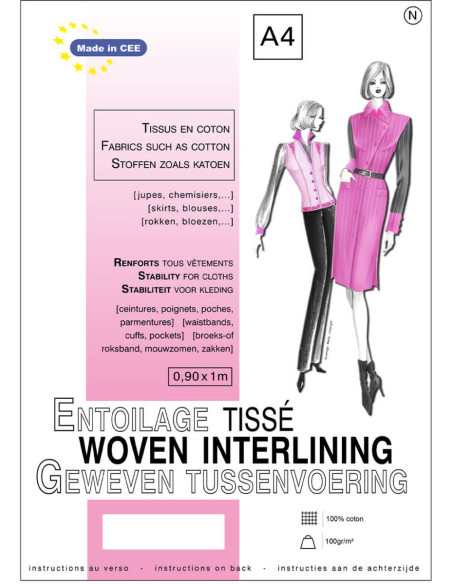 Fusible woven interfacing 0.9 x 1.0 m - Cotton fabrics