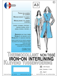 Non-woven fusible interfacing 0.9 x 1.0 m - Medium to heavy fabrics - White