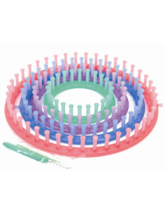 Pack of 4 circular knitting looms + crochet hook + Trimits needle