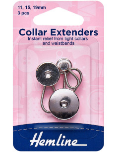 Set of 3 extension buttons in assorted sizes - Silver