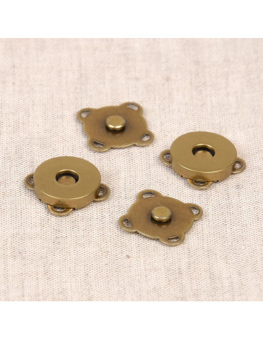 Set of 2 magnetic snap buttons 18 mm to sew - Bronze