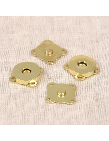 Set of 2 magnetic snap buttons 18 mm to sew - Gold