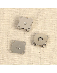 Set of 2 magnetic snap buttons 18 mm to sew - Silver