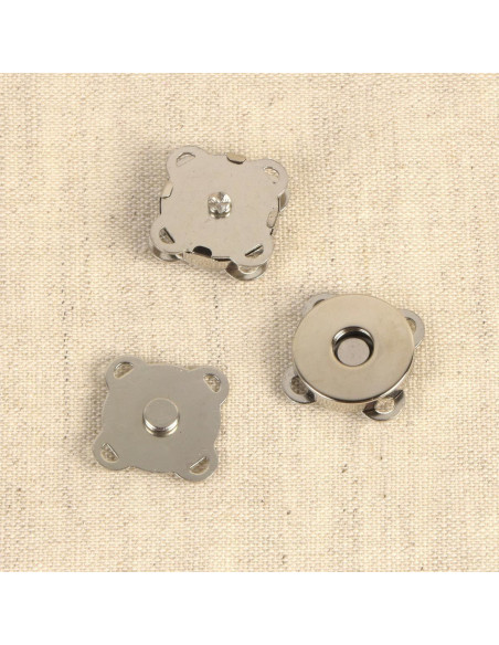 Set of 2 magnetic snap buttons 18 mm to sew - Silver
