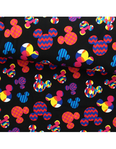 Disney Jersey Fabric - Multicolored Mickey Mouse Head