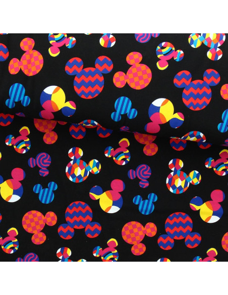 Disney Jersey Fabric - Multicolored Mickey Mouse Head
