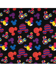 Disney Jersey Fabric - Multicolored Mickey Mouse Head 2