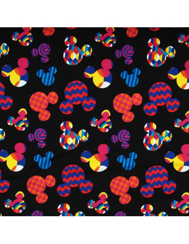 Disney Jersey Fabric - Multicolored Mickey Mouse Head