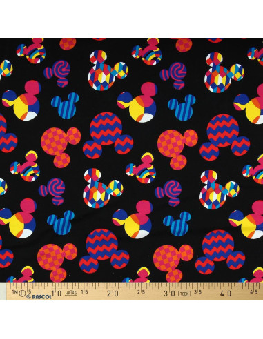 Disney Jersey Fabric - Multicolored Mickey Mouse Head