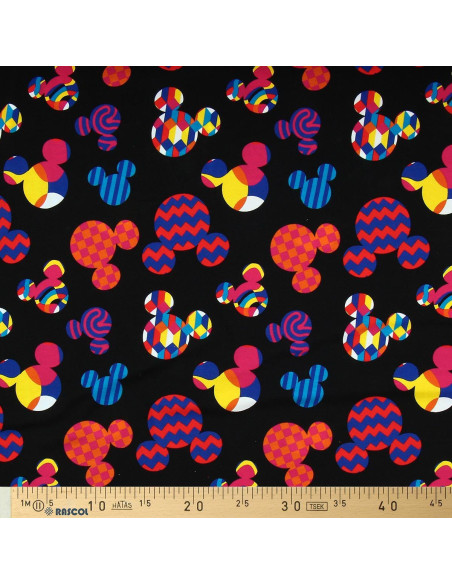 Disney Jersey Fabric - Multicolored Mickey Mouse Head
