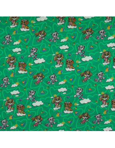 Paw Patrol jersey fabric - Green background cloud 2
