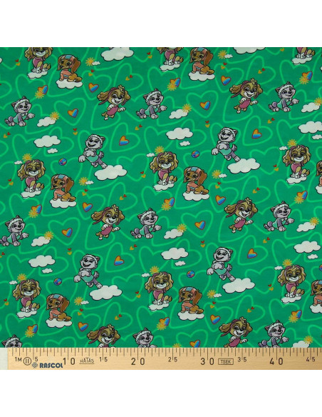 Paw Patrol jersey fabric - Green background cloud