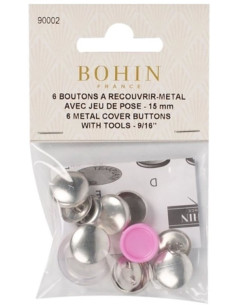 Box of 7 buttons to cover with Bohin installation tool - 12 mm