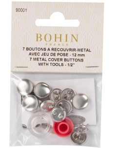 Box of 6 buttons to cover with Bohin installation tool - 15 mm