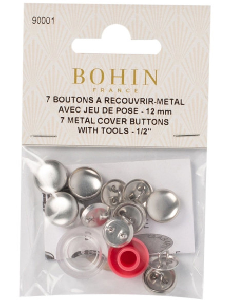 Box of 6 buttons to cover with Bohin installation tool - 15 mm