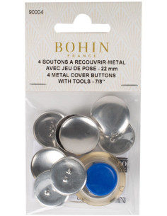 Box of 4 buttons to cover with Bohin installation tool - 22 mm