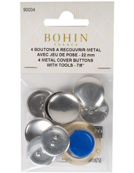 Box of 4 buttons to cover with Bohin installation tool - 22 mm