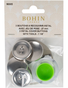 Box of 3 buttons to cover with Bohin installation tool - 27 mm