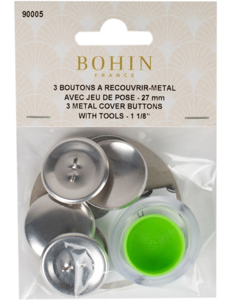 Box of 3 buttons to cover with Bohin installation tool - 27 mm