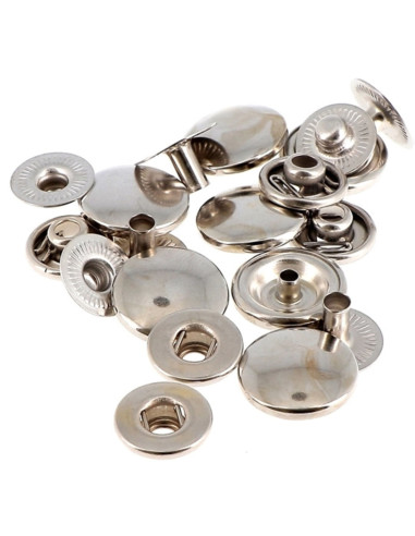 Box of 8 no-sew heavy fabric snaps 14 mm Bohin - Silver