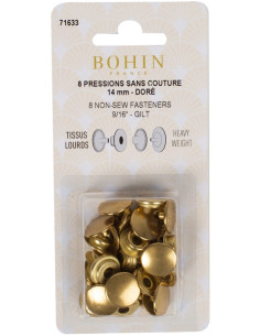 Box of 8 no-sew heavy fabric snaps 14 mm Bohin - Gold