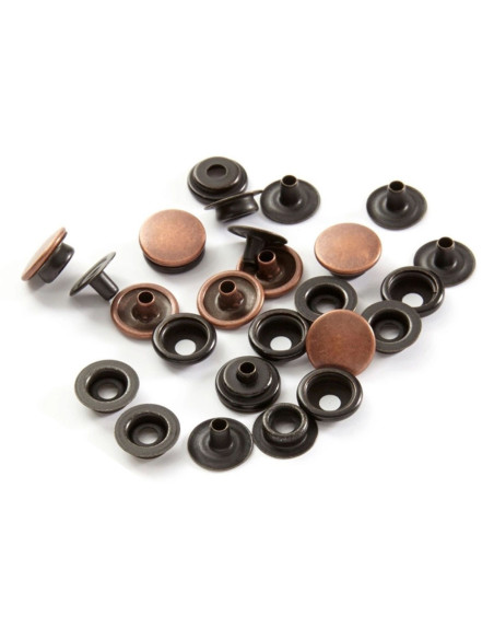Box of 8 no-sew heavy fabric snaps 14 mm Bohin - Copper
