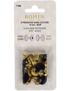 Box of 8 no-sew heavy fabric snaps 14 mm Bohin - Black