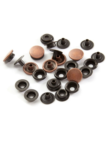 Box of 10 no-sew medium fabric snaps 14 mm Bohin - Copper