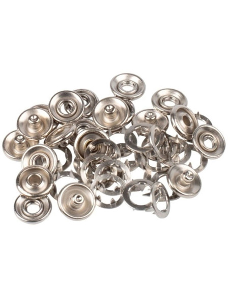 Box of 10 Bohin sew-free jersey snap fasteners with prongs, 10 mm - Silver
