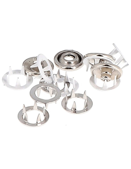 Box of 10 no-sew jersey snap fasteners with 10 mm caps Bohin - White