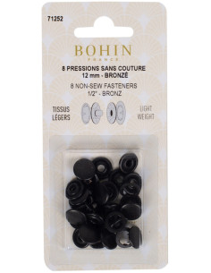 Box of 8 no-sew jersey snaps 12 mm Bohin - Bronze