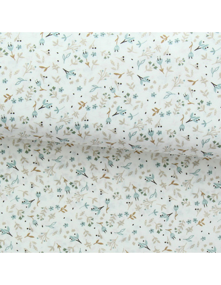 Cotton poplin fabric - Natural Azra and mist