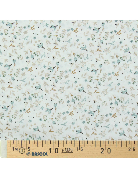 Cotton poplin fabric - Natural Azra and mist